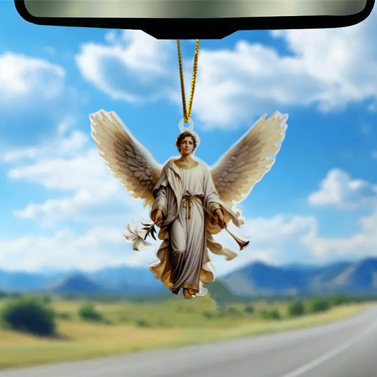 Craedli Angle Wings Car Pendant, Rear View Mirror Hanging Ornament (Wings)