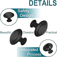 Vista 3 de 12 pomos negros para cajones de gabinete, perilla moderna de 1.2 pulgadas para armarios y cajones