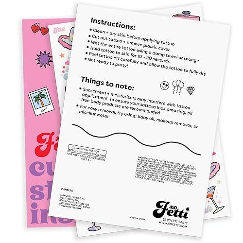 Miniatura 7 de xo, Fetti Decoraciones de fiesta de cumpleaños número 21, tatuajes temporales 48 piezas Divertida fiesta de cumpleaños para niñas, finalmente 21,