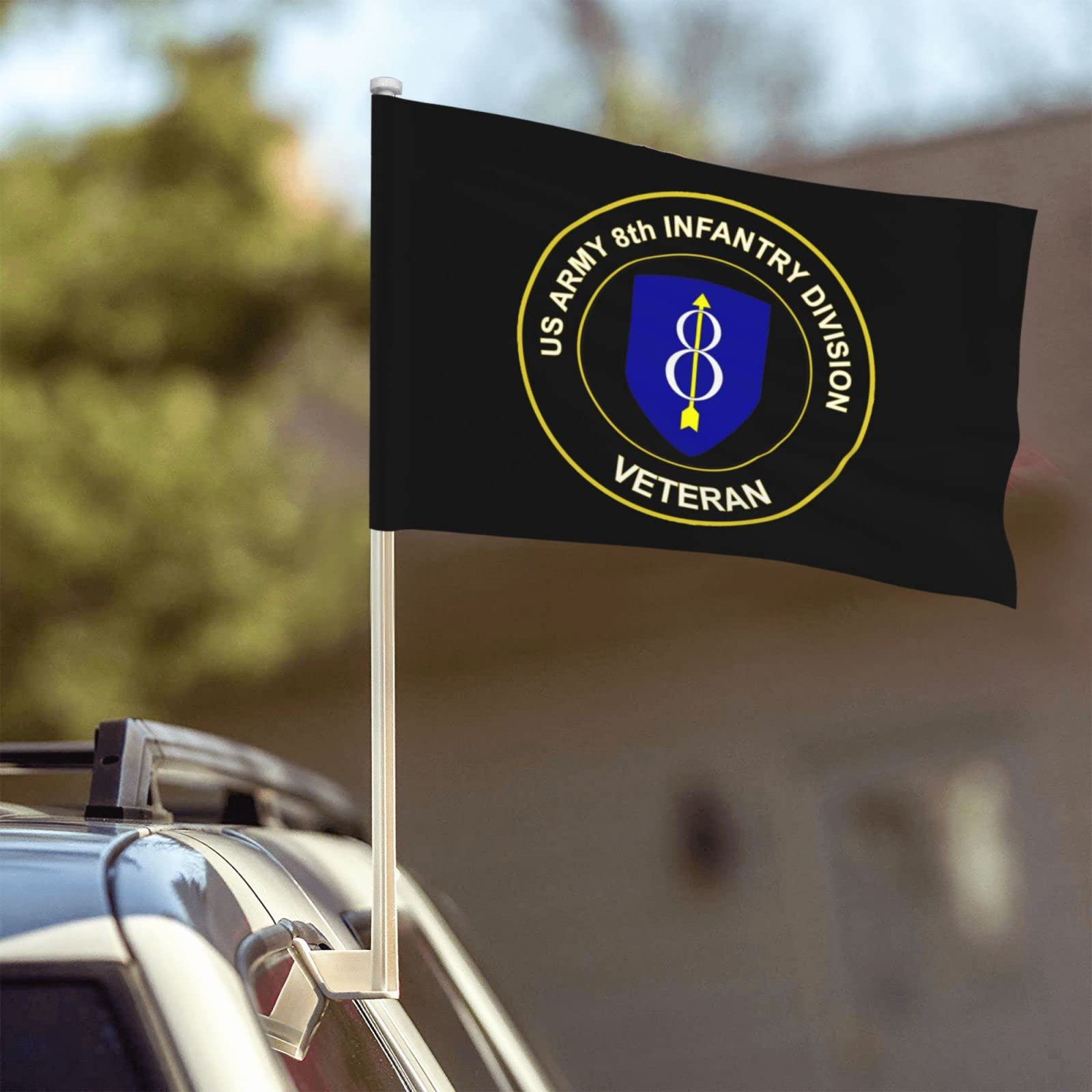 US Army 8th Infantry Division Veteran 100% Polyester Fabric With Printing For Indoor Outdoor Decoration