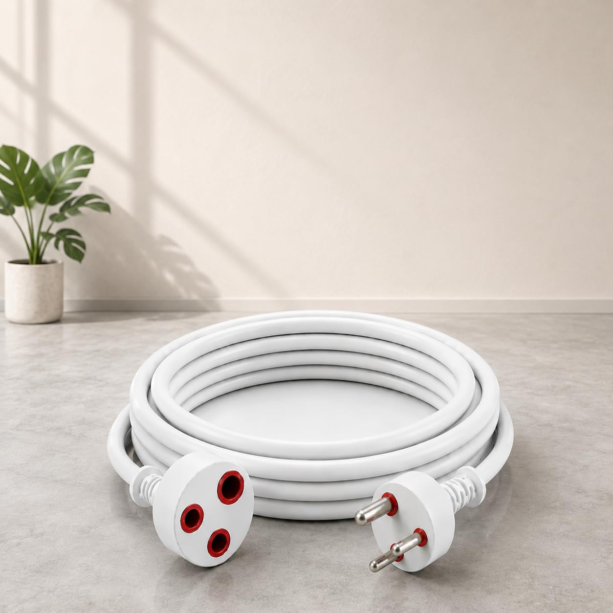 3 Pin Extension Cord, 2.7 Meter, 10 Amp, 2500W, 100-250V, White | Heavy Duty Cable, Wide Voltage Range, Indoor Use, Flat Wire Design, Universal Socket-image-36