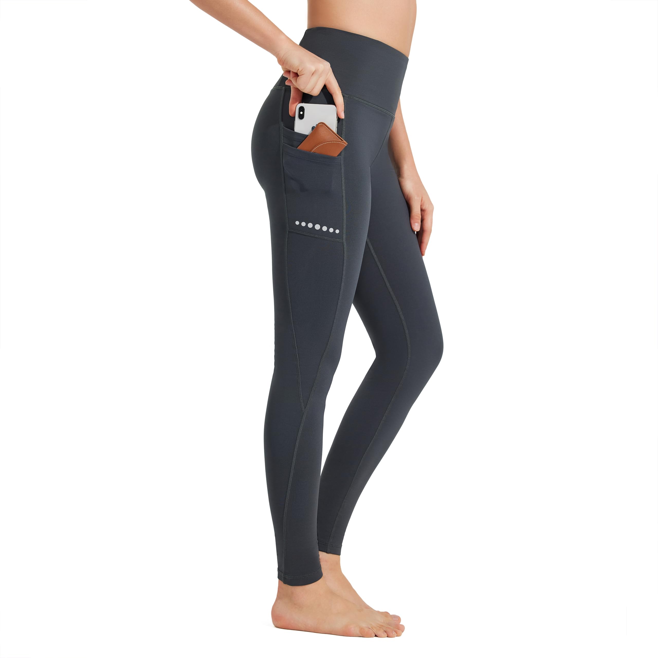 BAYGE Leggings Sportivi Termici da Donna Vita Alta Foderati in Pile Impermeabili e Opachi Controllo della Pancia Slim Fit Pantaloni da Yoga Pantaloni Sportivi Pantaloni in Felpa con Tasche