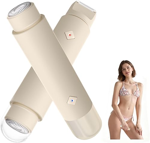 Miniatura 10 de Recortadora de bikini 2 en 1 para mujer, afeitadora eléctrica impermeable sin dolor para mujeres, afeitadora eléctrica de viaje de doble cabeza para