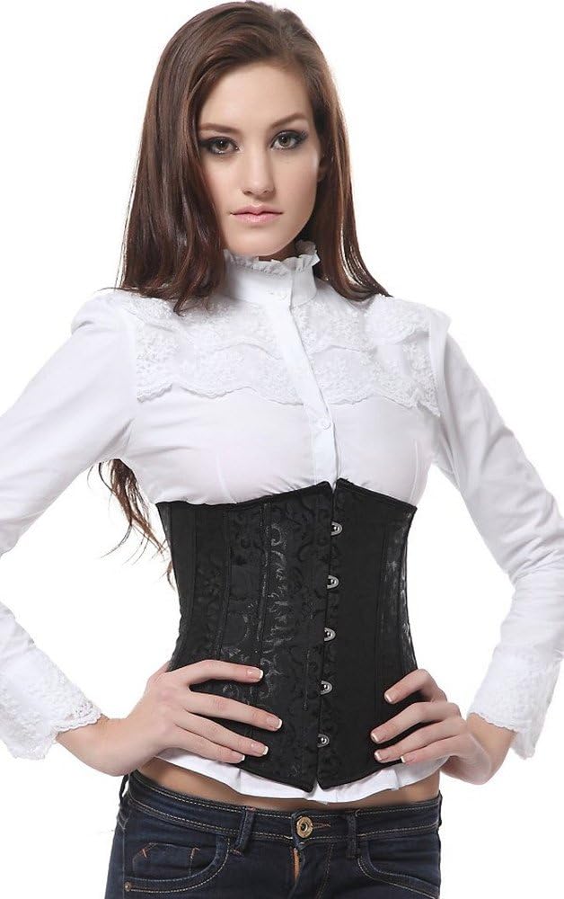 SZIVYSHI Underbust Corset - Corsets for Women - Waist Cincher Shaper Boned Satin Lace Up Vintage Bustier Top