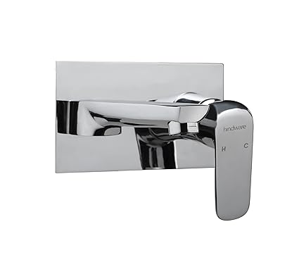 Hindware Italian Collection F400013CP Fluid Exposed Part Kit of Single Lever Basin Mixer (Wall Mounted), Brass with Chrome Finish