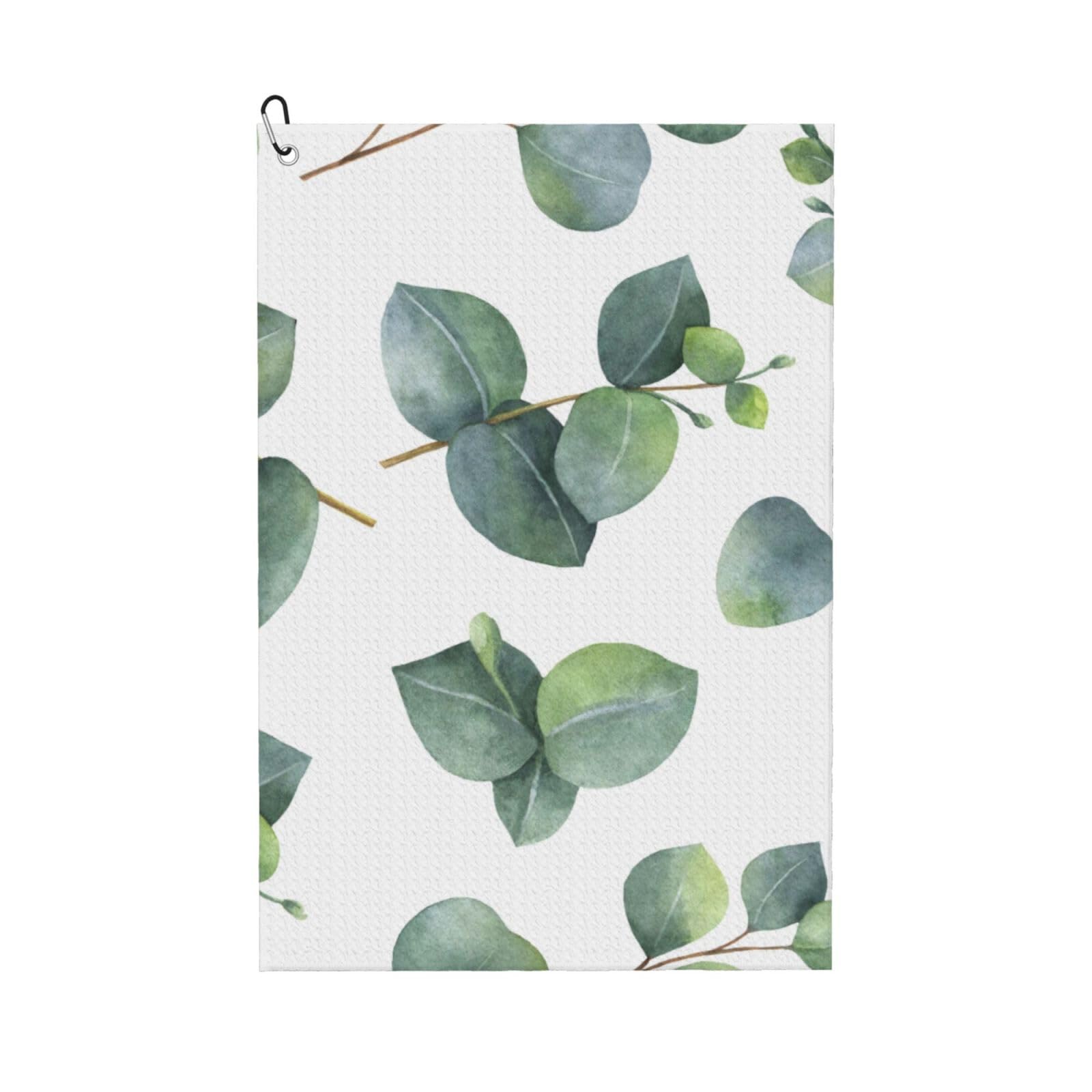 Hnnkloy Watercolor Eucalyptus Leaves Branches, 16x24 in Portable Waffle Golf Towels with Carabiner Clip for Golf Bag