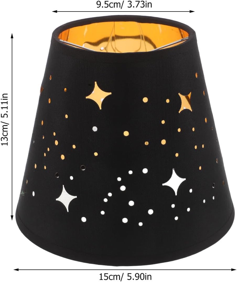 ERINGOGO Clip-on Hollow Cutout Decorative Lampshade Cover, Black, Universal Fit for Table and Wall Lamps, Replacement Light Fixture Shade