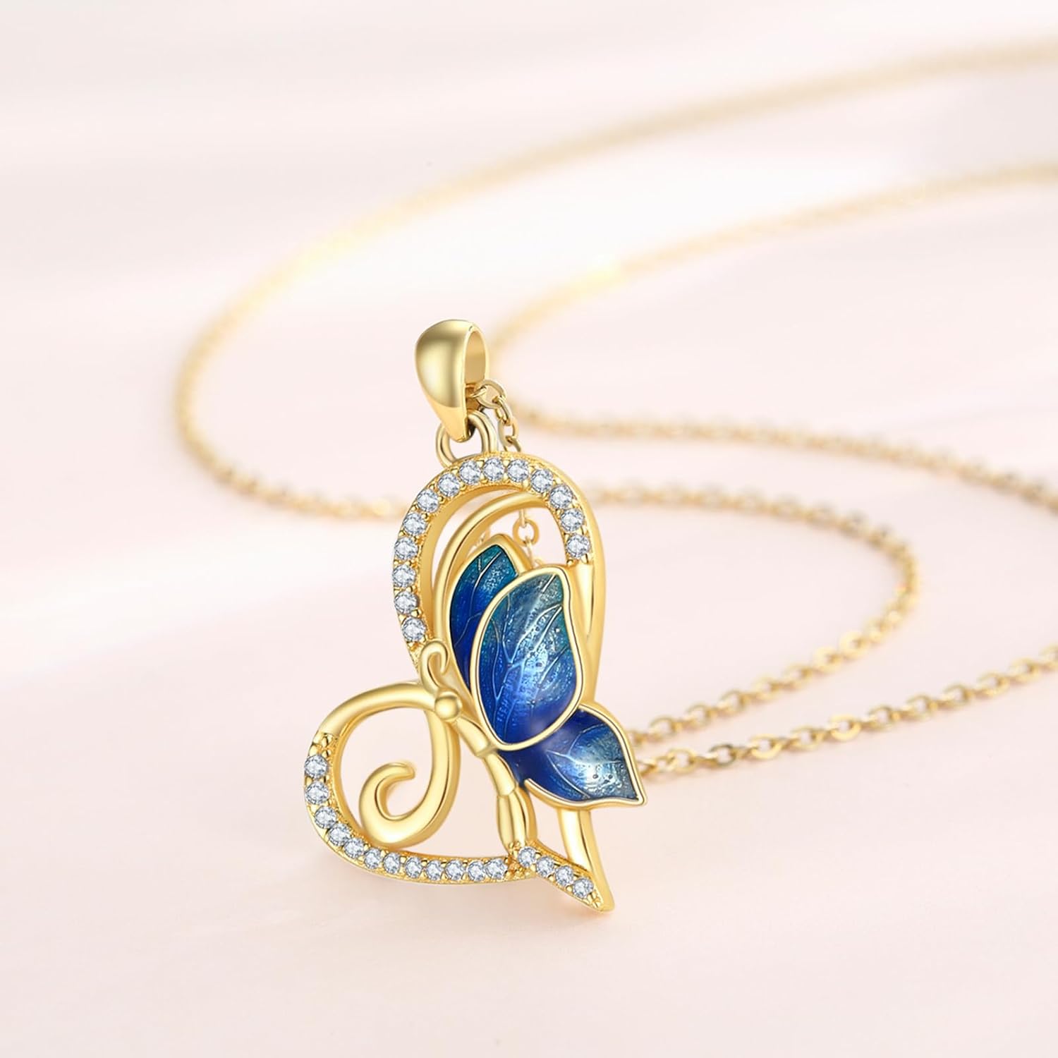 Silver/Blue/Green Butterfly Necklace for Women 925 Sterling Silver Pendant Necklace Butterfly Jewelry Gifts for Women Valentine/Birthday - Image 3