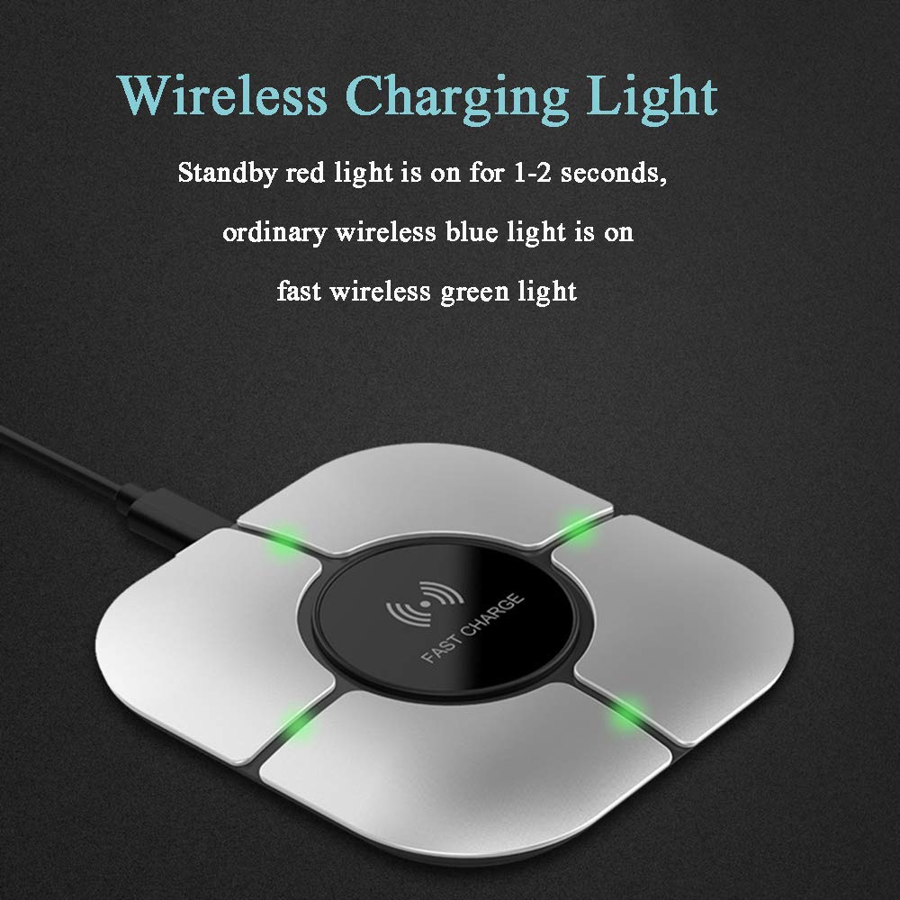 Caricabatterie Wireless Veloce 10W per iPhone XS/XR/X con Base di Ricarica Rapida Fast Charge Wireless Qi da per Galaxy e per Tutti i Dispositivi con Tecnologia Qi, Gold