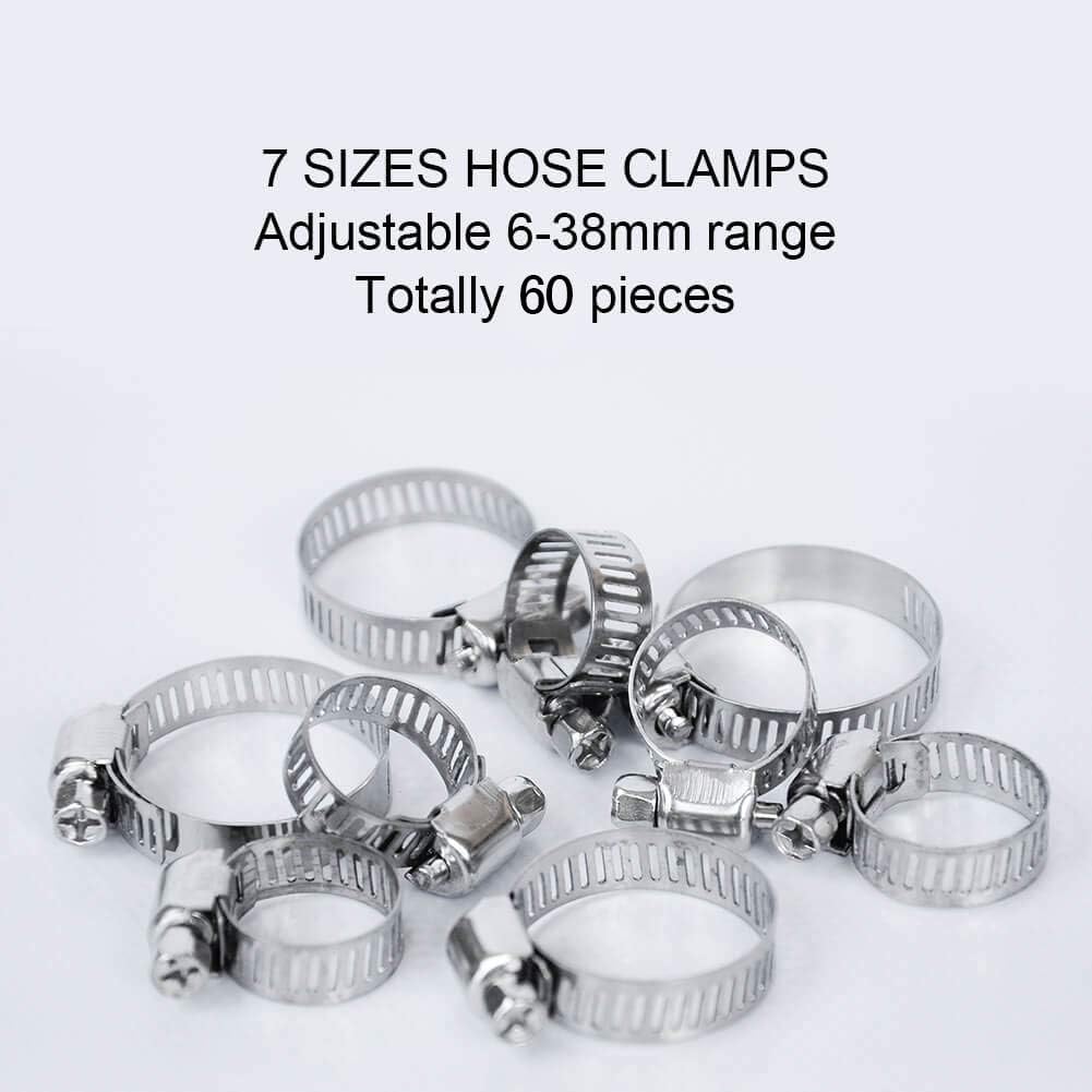 Hose Clamp, 10 Pieces Stainless Steel Adjustable 6-12 mm Range Worm Gear Hose Clamp, Fuel Line Clamp for Plumbing, Automotive and Mechanical Applications