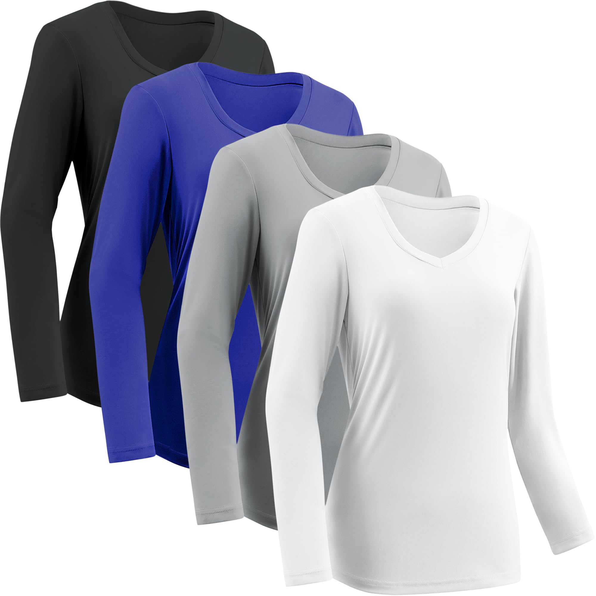 Moisture Wicking Shirts for Women Quick Dry Athletic Running Long Sleeve T Shirts Womens V Neck Workout Tops