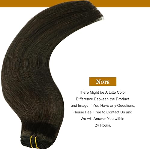 Miniatura 5 de Loxxy Extensiones de cabello humano con clip, color negro natural #1B, doble trama, brasileño, grueso, sedoso, lacio, 14 pulgadas, 4.23 onzas