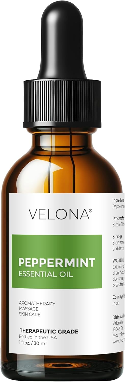 Peppermint Essential Oil by Velona - 32 Fl Oz | Therapeutic Grade | for Aromatherapy Diffuser, Massage, Skincare, Haircare, Soapmaking | Undiluted and Multipurpose