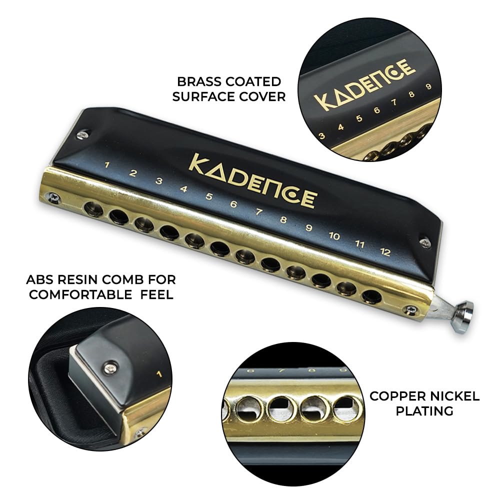 Kadence Chromatic Harmonica Key of C, 12 Holes 48 Tones Chromatic