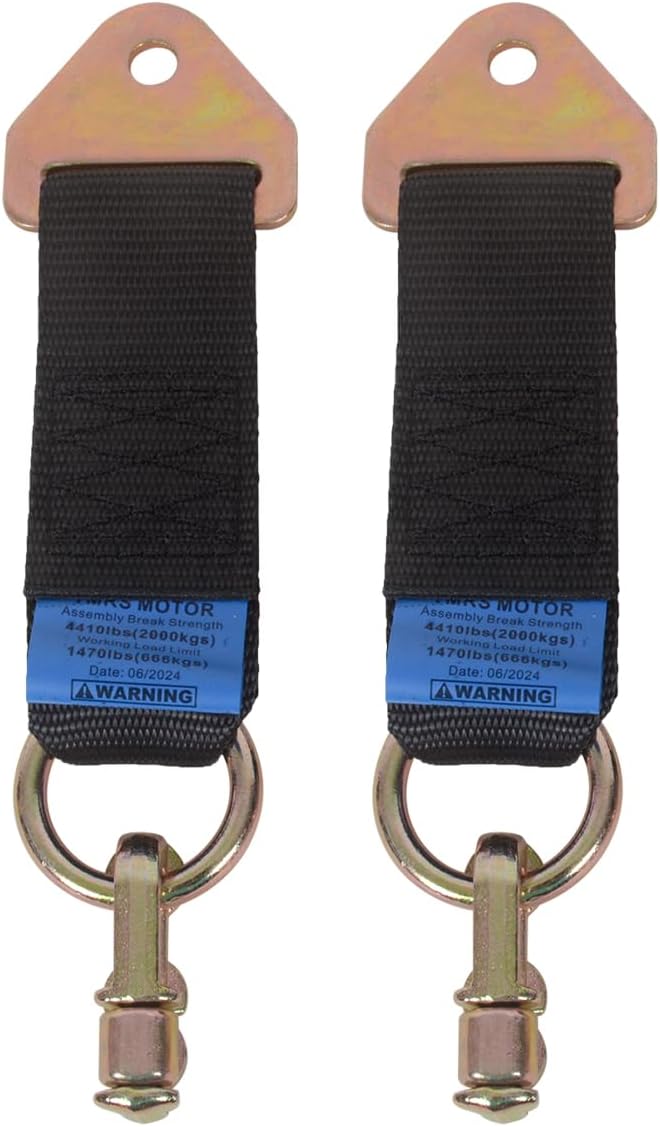 MOTO4U L-Track Adapter Straps Double Stud for Tie-Downs (2 Pack) - Heavy-Duty Extension Straps for Bolt-On Retractable Ratchet Straps to Double Stud L-Track Straps