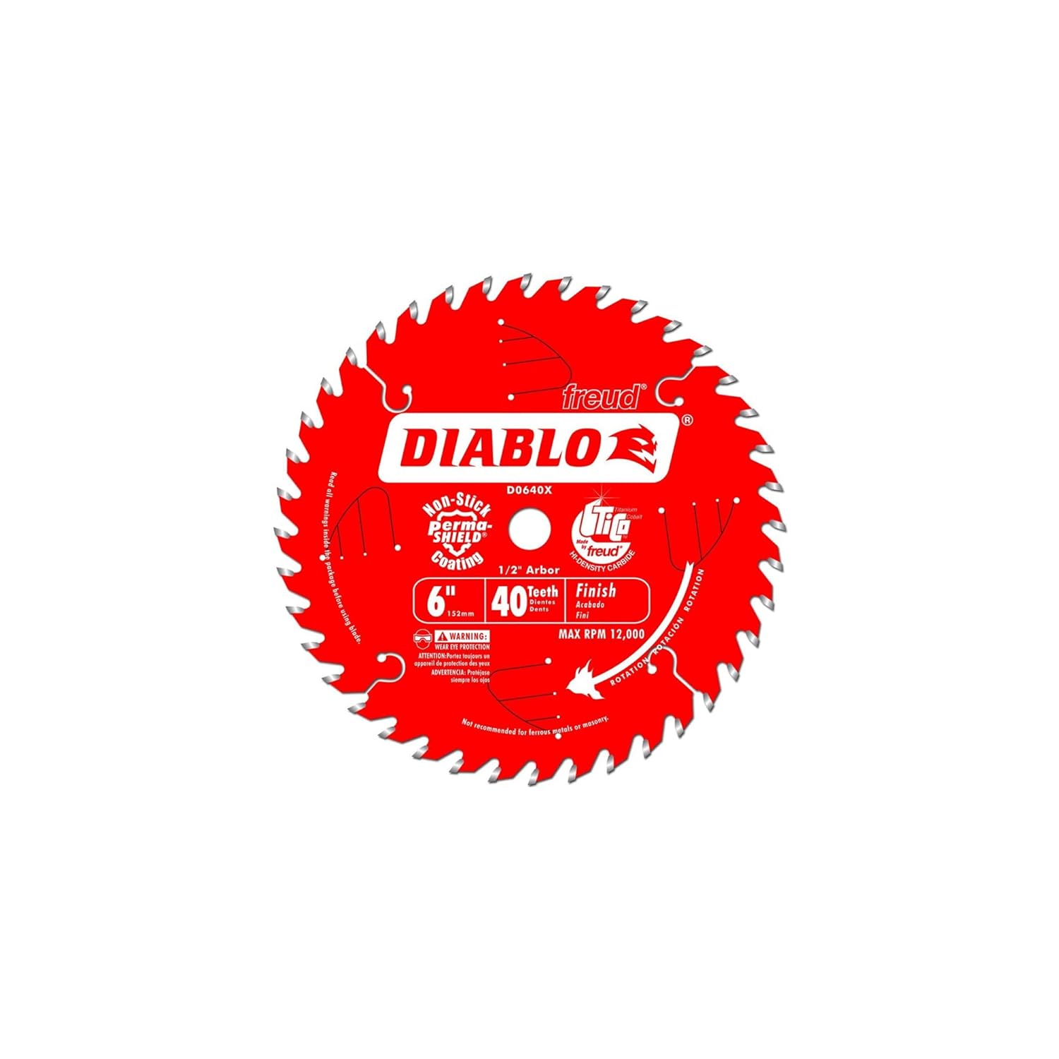 Freud D0640X Diablo 6-Inch 40 Tooth ATB Trim Saw Blade 1/2-Inch Arbor (2 Pack)