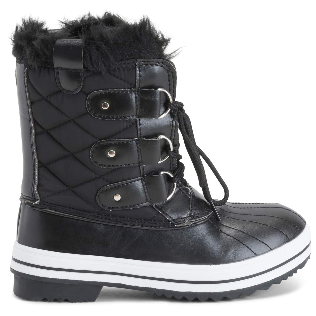 Polar Womens Snow Boot Nylon Short Winter Snow Rain Warm Waterproof Boots - Black - 6-39 - CD0030