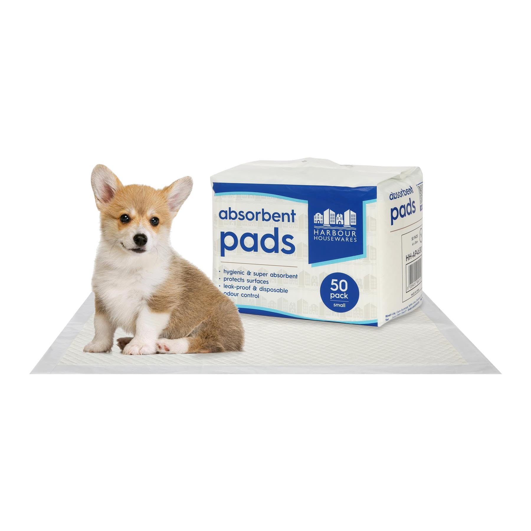 Harbour Housewares White 50X Disposable Puppy Pads - 32.5Cm X 45Cm - Small Absorbent Puppy Training Pads Leak-Proof Pee Pads For Dogs, Cats, Kittens Potty Training Mats