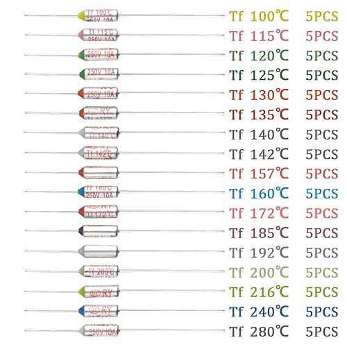Miniatura 5 de XINGYHENG Fusible térmico de 85 piezas 10A 250 V Celsius Circuito Térmico Fusible de temperatura de corte para electrodomésticos Equipo Industrial