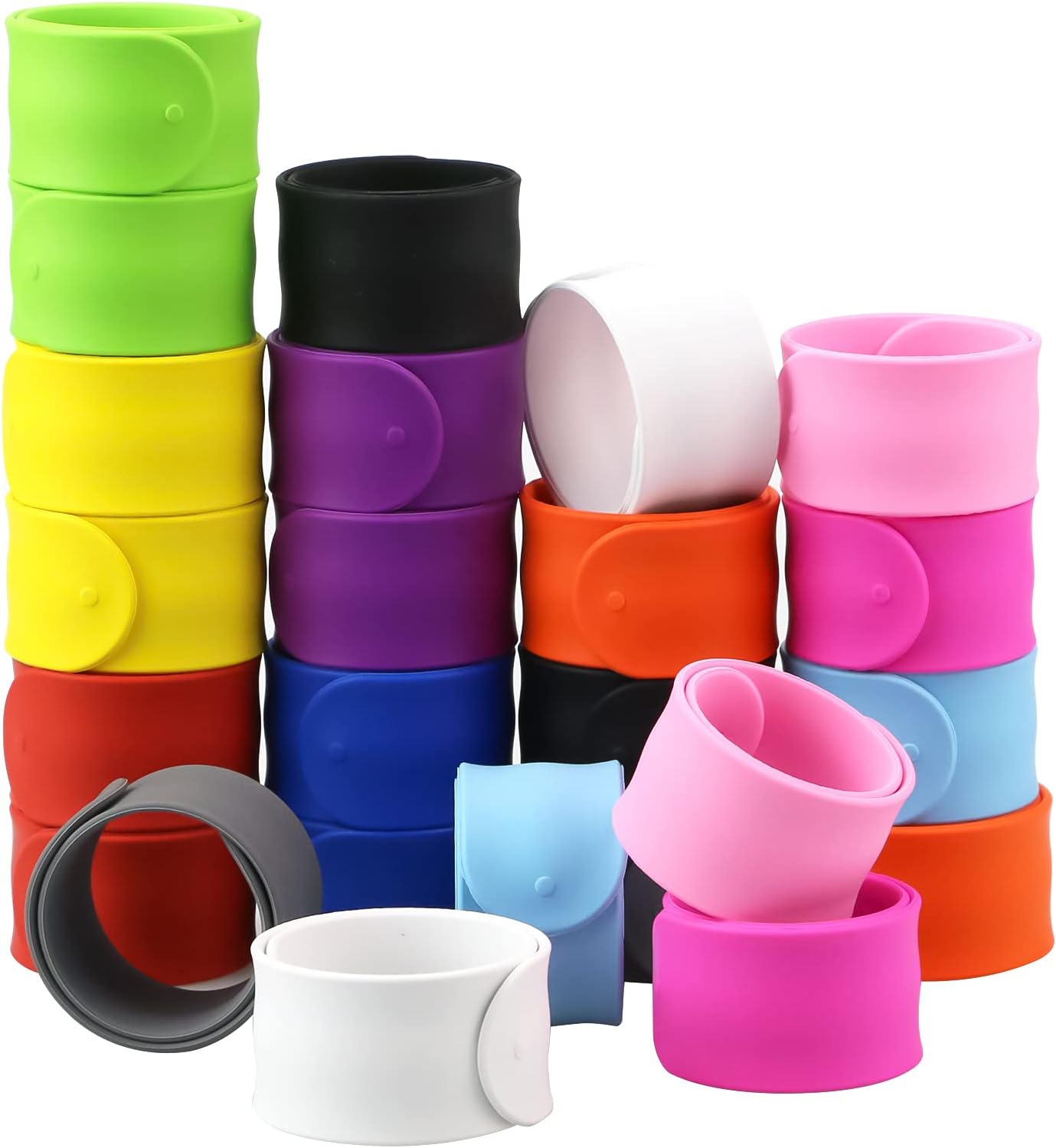 Bercoor Rainbow Silicone Slap Bracelets, Soft and Safe for Party Favors