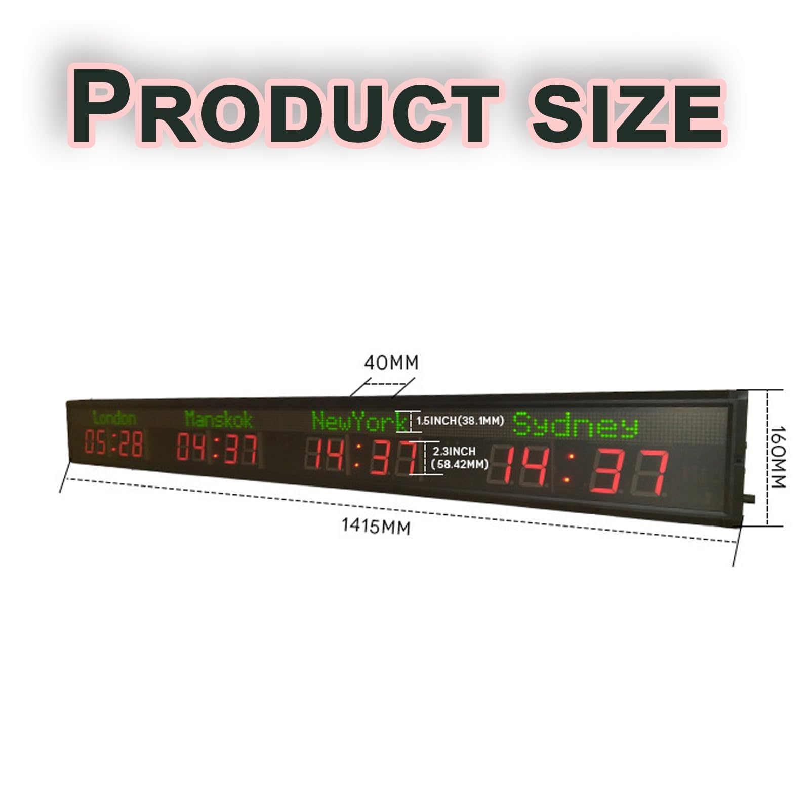 World Time Clock - Orologio da parete a LED, luminosità regolabile, multi fuso orario, in lega di alluminio, per uffici aziendali e alberghi