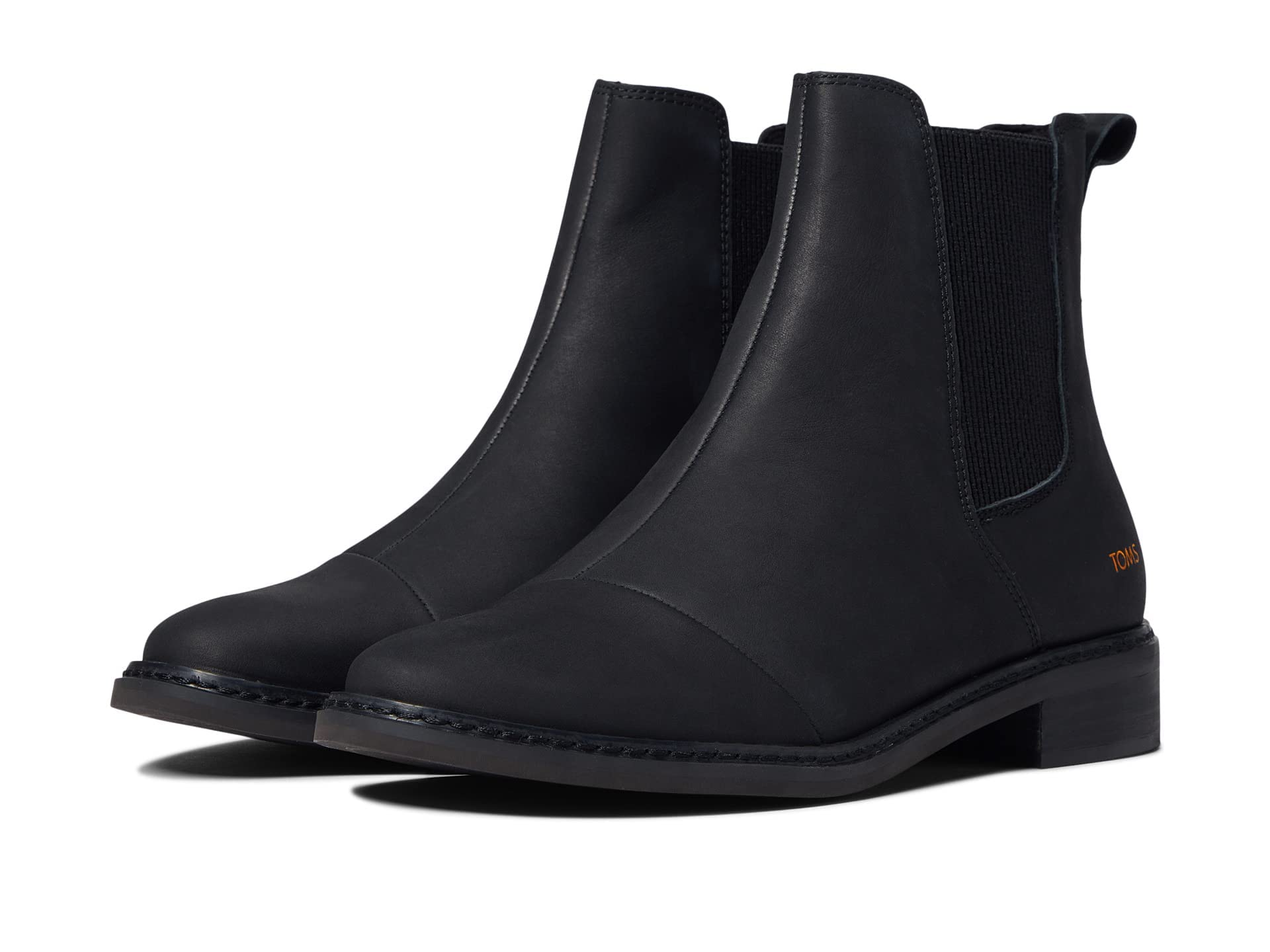 TOMS Women's Charlie Chelsea Boot, Black Leather, 3.5 UK
