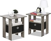 Vista 57 de Furinno- Colección Andrey- Mesa auxiliar, estación de carga con puerto USB y puerto tipo C c/compartimento de almacenamiento, 15.55 pulg ancho x