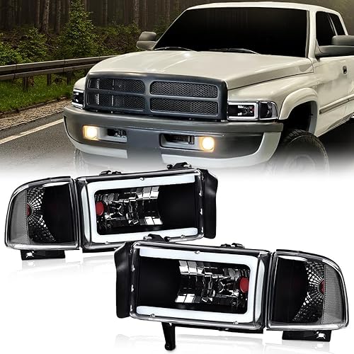Vista 66 de PIT66 Conjunto de faros delanteros LED DRL BAR compatible con GMC Sierra 1999-2007 /Sierra 2500/99-06 GMC Yukon 1999-2004, accesorios de luces