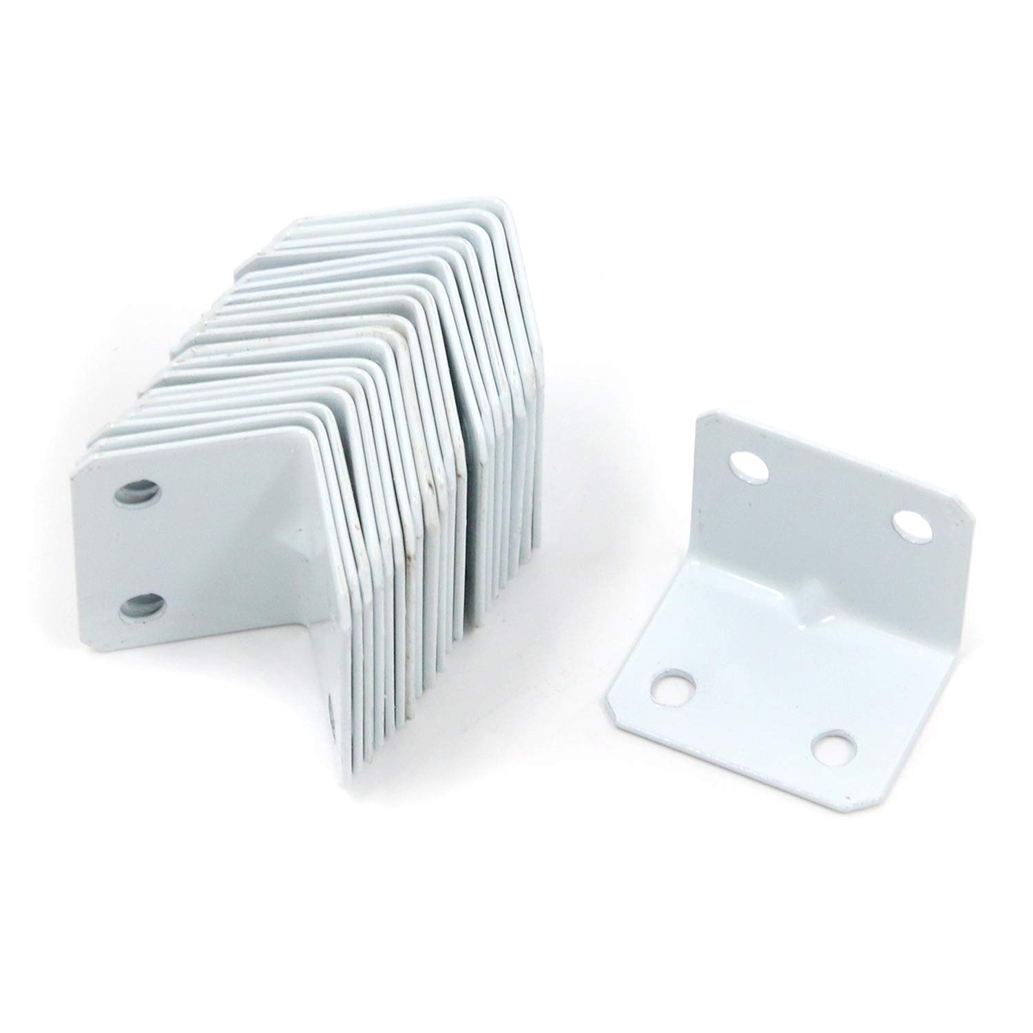 MTMTOOL 1.3" x 1" L Shape Shelf Corner Brace Iron Right Angle Bracket White Furniture Hardware Shelf Brackets Support with Screws Pack of 20-image-9