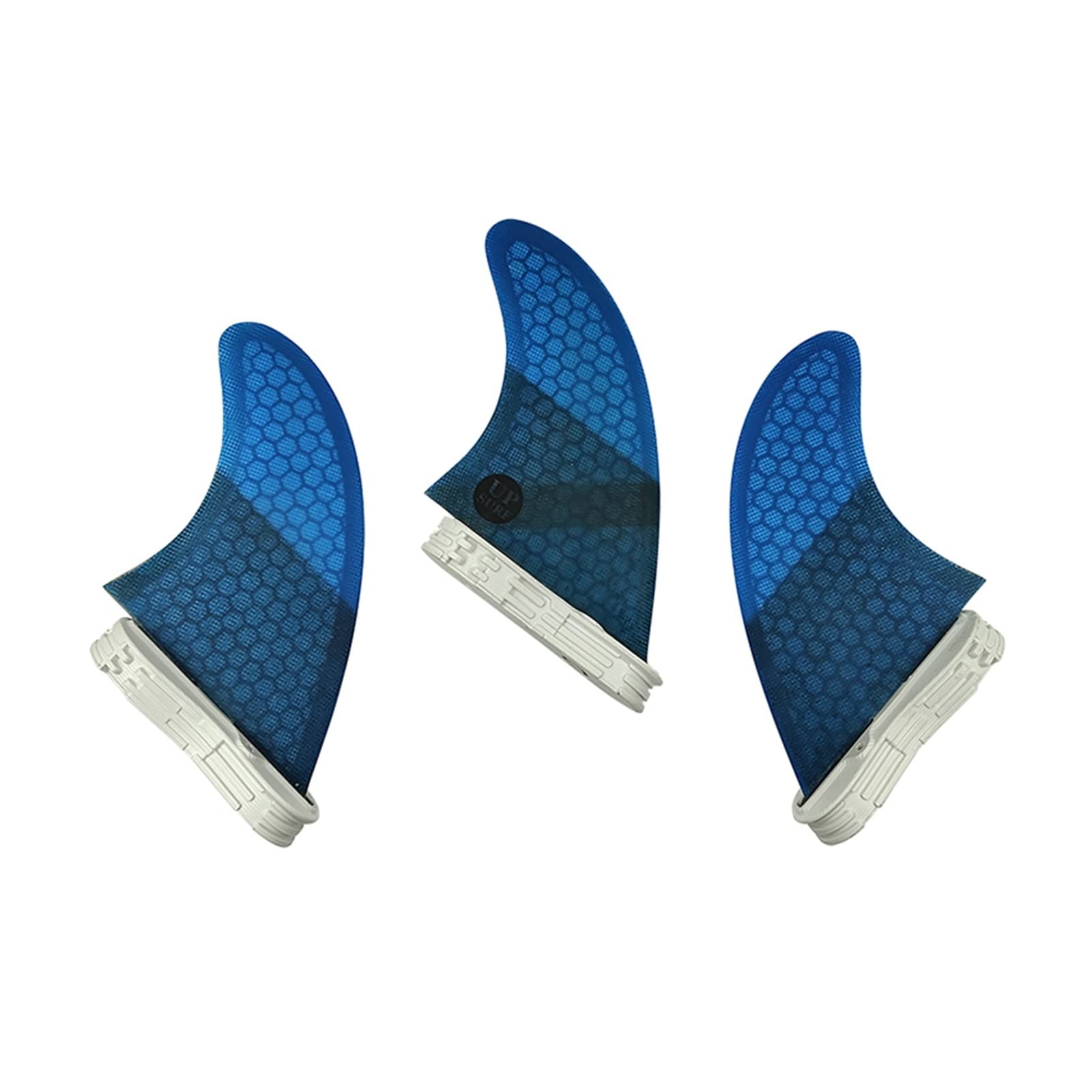 L Surf Fins 3 unids/set 2 aletas panal tabla de surf aleta Kayak Paddle Thruster Tri accesorios for barcos,Ajuste Universal(L blue)