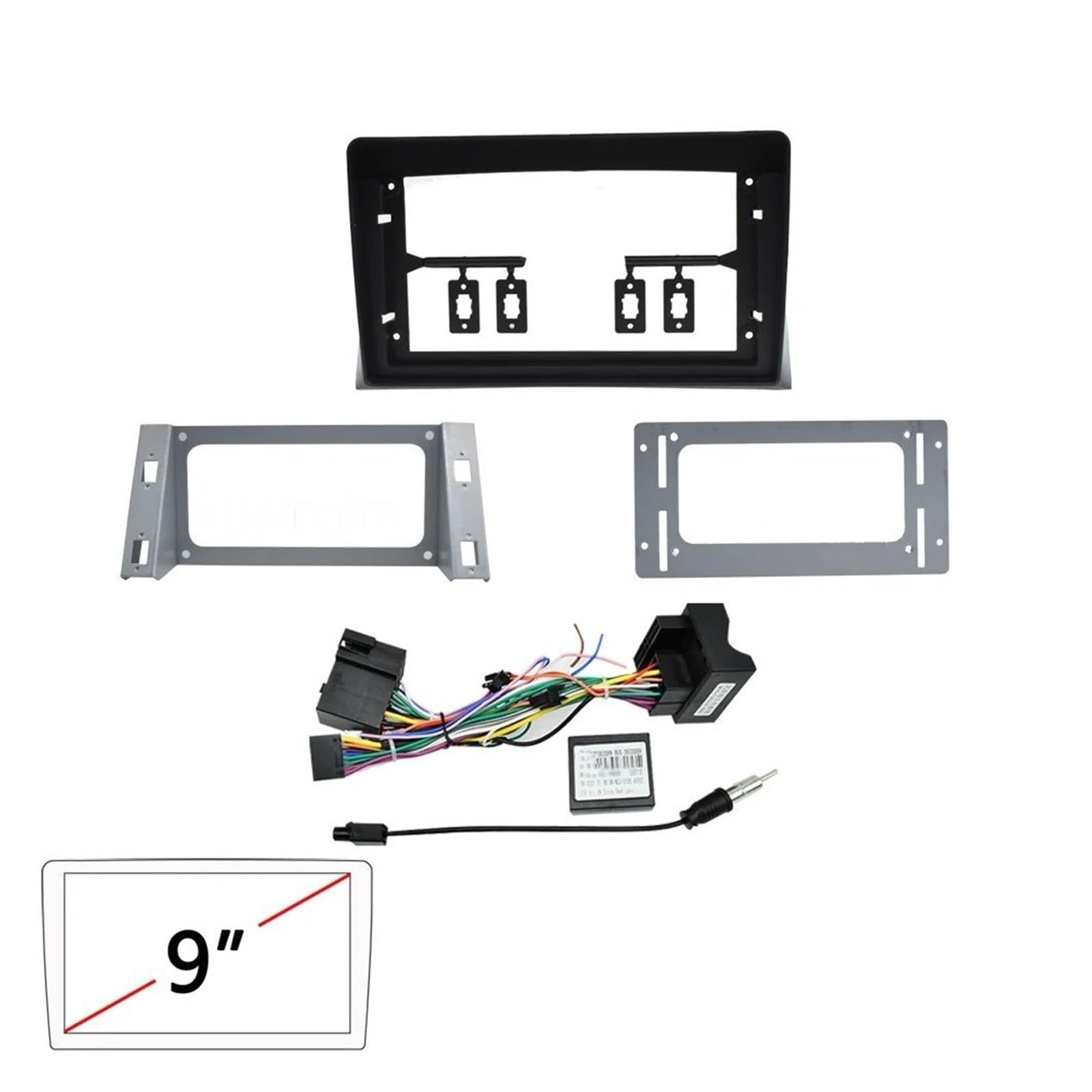 Radio Panel Set Para VW Para Multivan T5 2003-2015 Marco Salpicadero Radio Coche Panel Estéreo 9 Pulgadas Adaptador Cable Alimentación Kit Montaje Canbus Fascia Marco