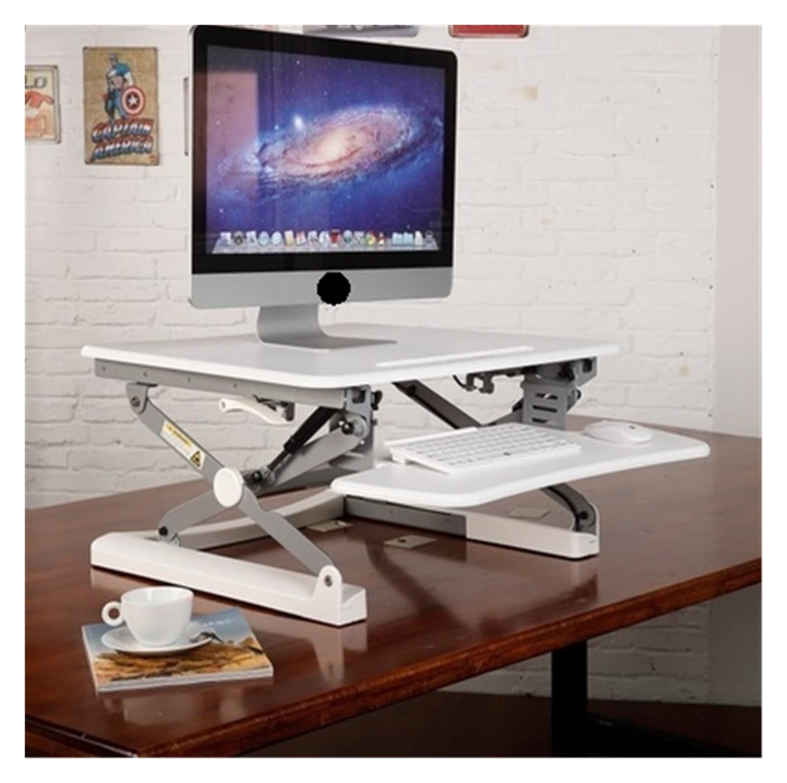 M1M EasyUp Height Adjustable Sit Stand Desk Riser Foldable Laptop Desk Notebook Monitor Holder Stand with Keyboard Tray