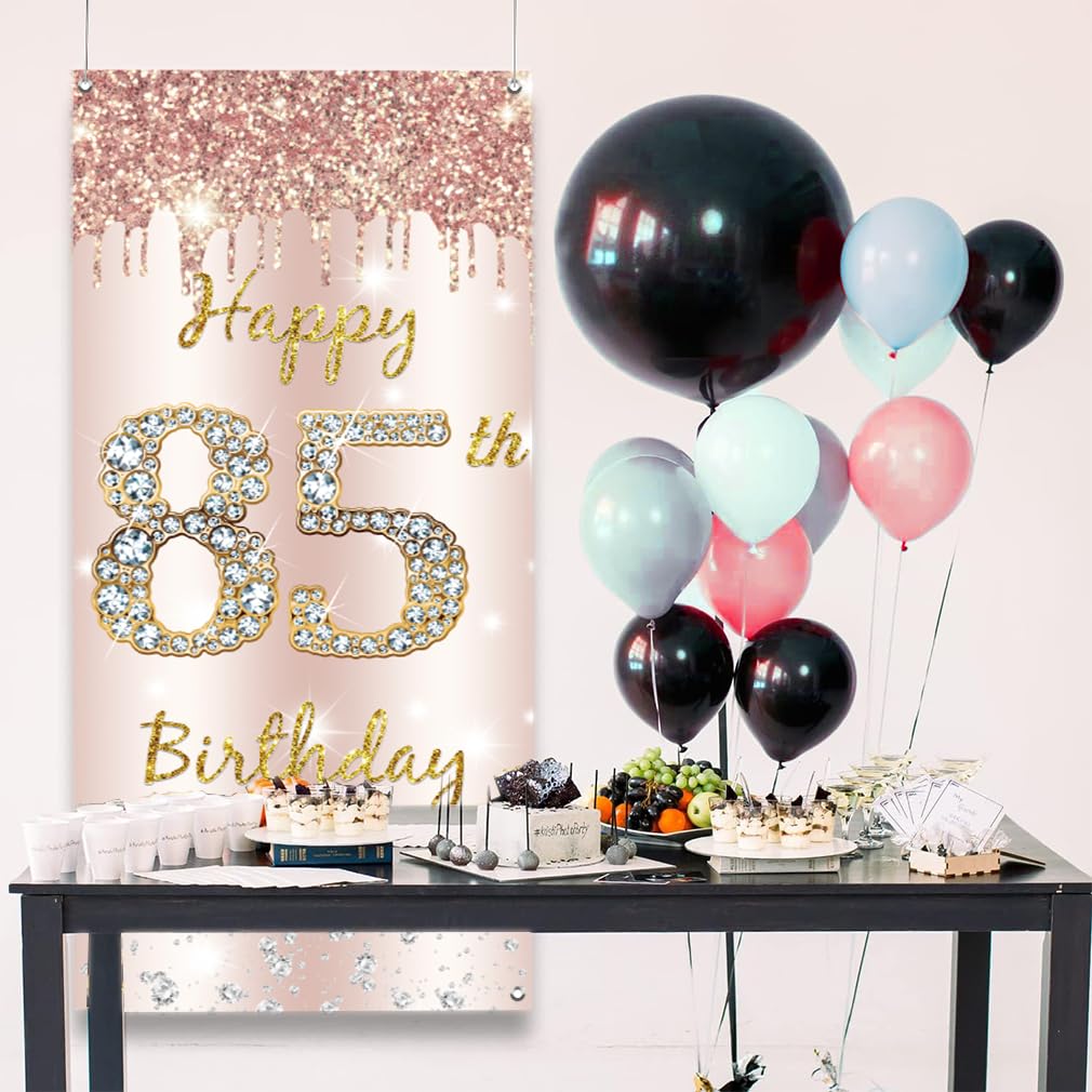 Banner Per 30° Compleanno Donna - Poster In Tessuto 90x180 Cm, Nero E Rosa, Con Occhielli - Decorazione Porta/Parete - 4