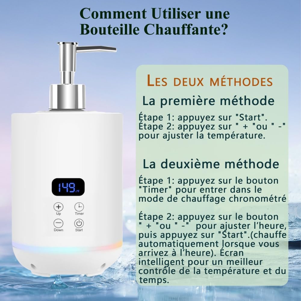 Chauffe-huile de massage avec deux distributeurs à pompe, écran LED, pour spa et salon (Blanc)