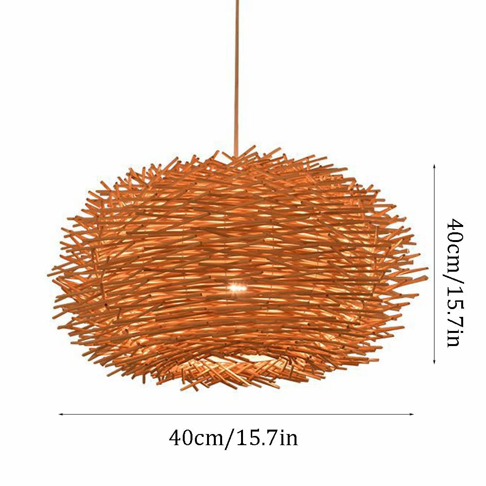 Lámpara Colgante De Mimbre De Bambú Lámpara Colgante De Farol De Bambú, Pantalla Nido De Pájaro Natural Luz De Mimbre De Araña De Decoración con Accesorios para Jardín, Comedor,