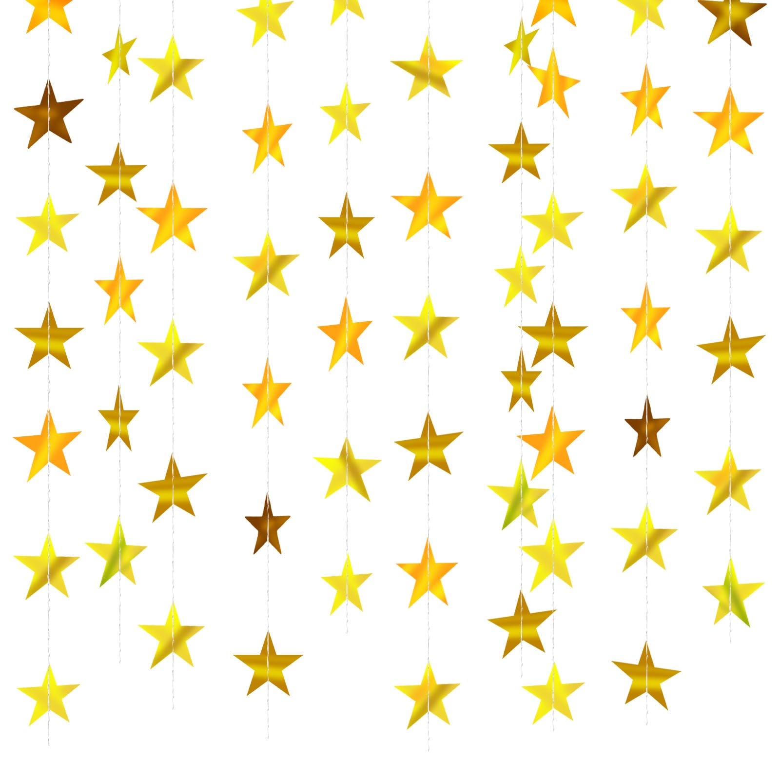 BLMHTWO 6PCS Glitter Gold Star Garland Banner, Hanging Stars Streamers Double Side Bunting Star Banner Garland Twinkle Backdrop 2026 Graduation Decor for Party Birthday Classroom Wedding (78.7 Feet)
