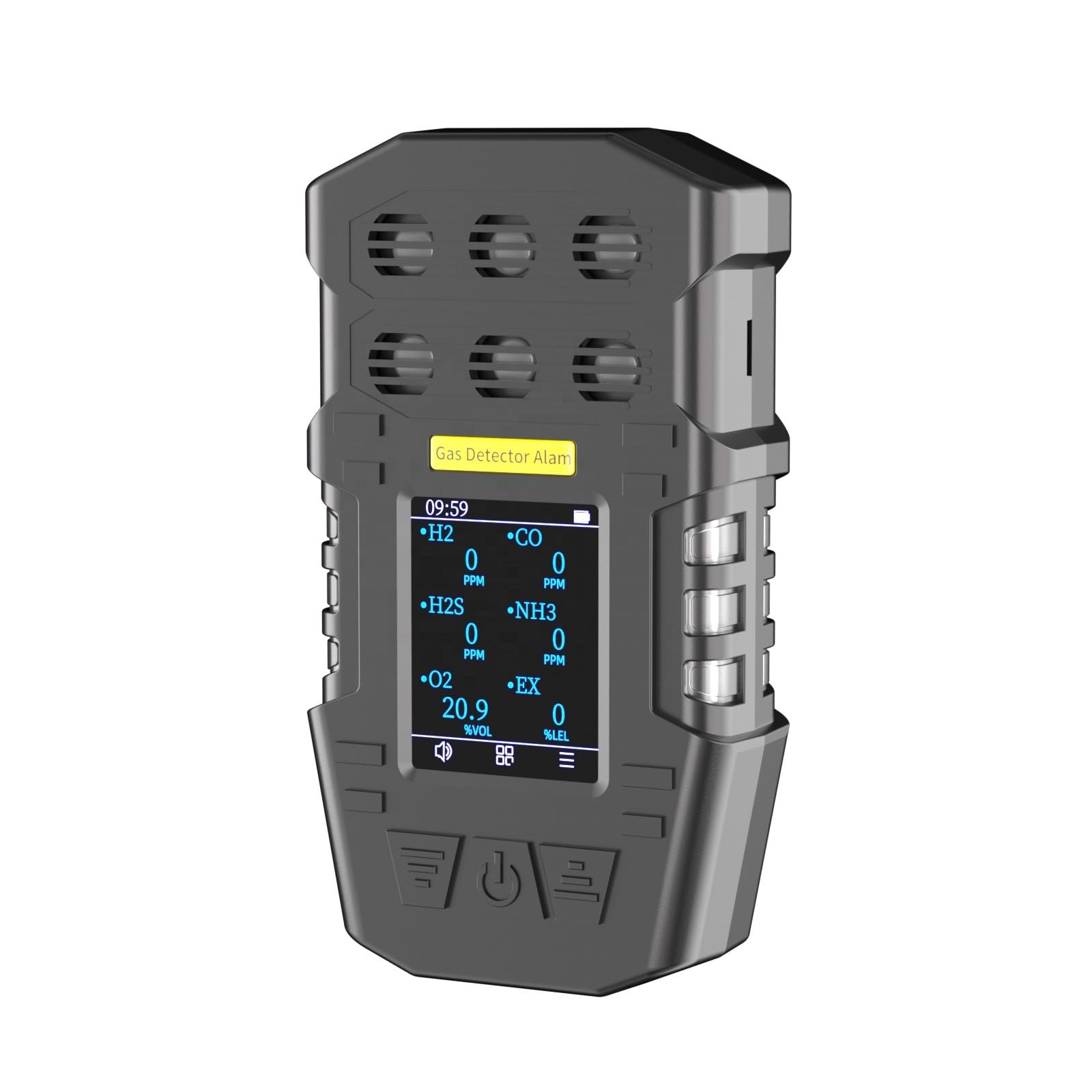 Gasdetektor, S318 Tragbarer Mehrgasdetektor 6-in-1-Gasanalysator mit externer Pumpe
