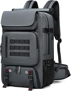 HOMHOLDON 大型トラベルバックパック、50L 機内持ち込みバックパック フライト承認 ウィークエンダーバッグ 荷物バックパック ビジネスデイパック, グレー, モダン