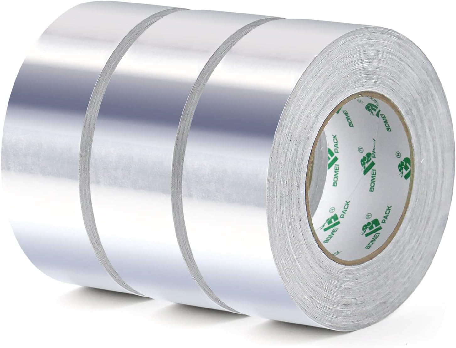 BOMEI PACK 3 rolls Aluminum foil tape Resistant High Temperature 50 mm x 50 m,Moisture,UV resistant Waterproof for Pipes Repairing,Insulating,heating and ventilation (HVAC) duct work