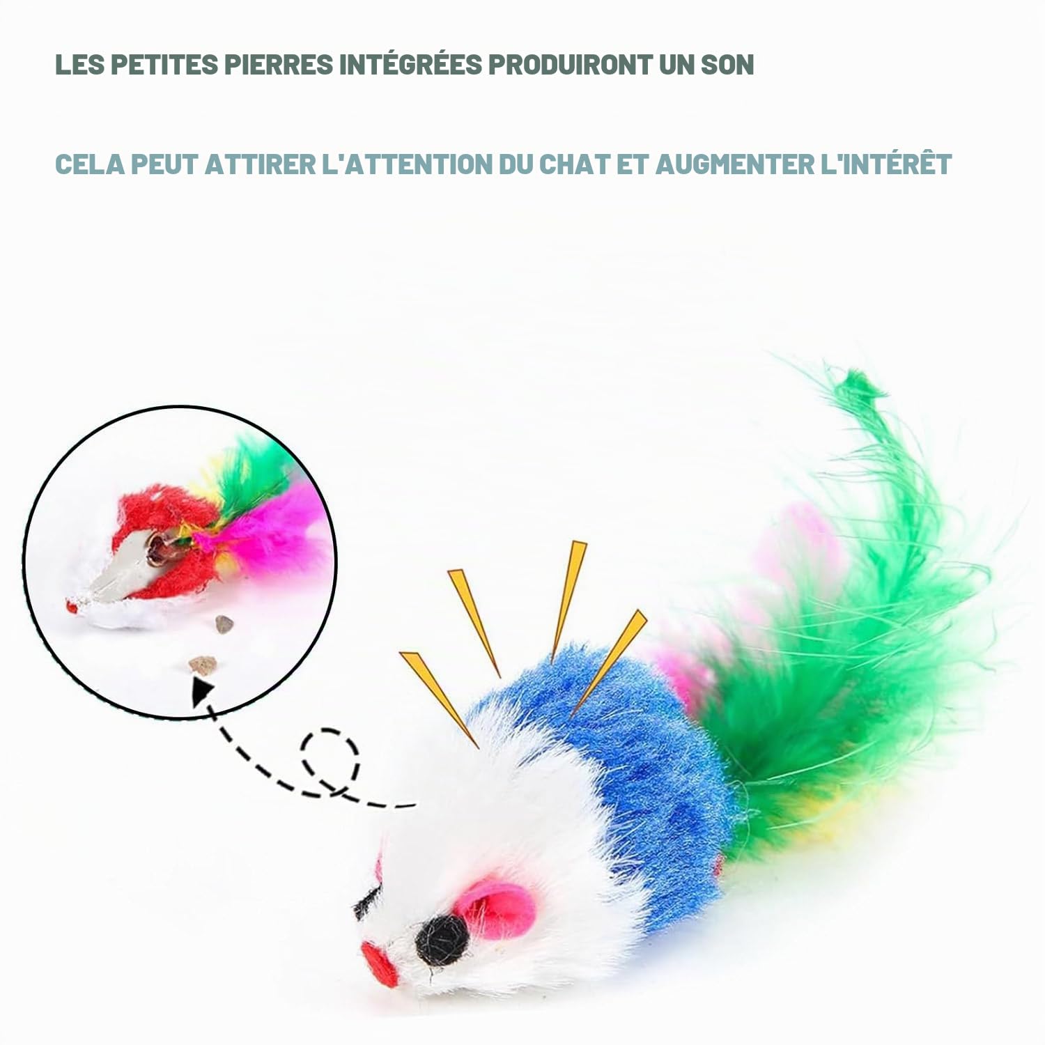10 Pièces Chat Souris Jouet Chat Interieur avec Hochet Sons Convient Aux Chats pour Jouer(Couleur Aléatoire)