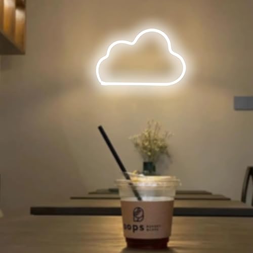 Miniatura 3 de Letreros de neón de nube, luz LED para decoración de pared, funciona con pilas o USB, para dormitorio, estética, habitación de adolescentes, niñas,
