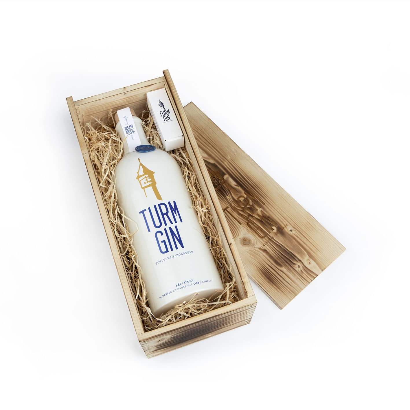 TURM GIN London Dry Gin Magnum-Flasche 1,5L - Echt nordisch, echt gut. | In exklusiver Holz-Geschenkbox | Premium Bio-Gin aus Deutschland 47% | Holsteiner Cox & 15 norddeutsche Botanicals [1,5 Liter]