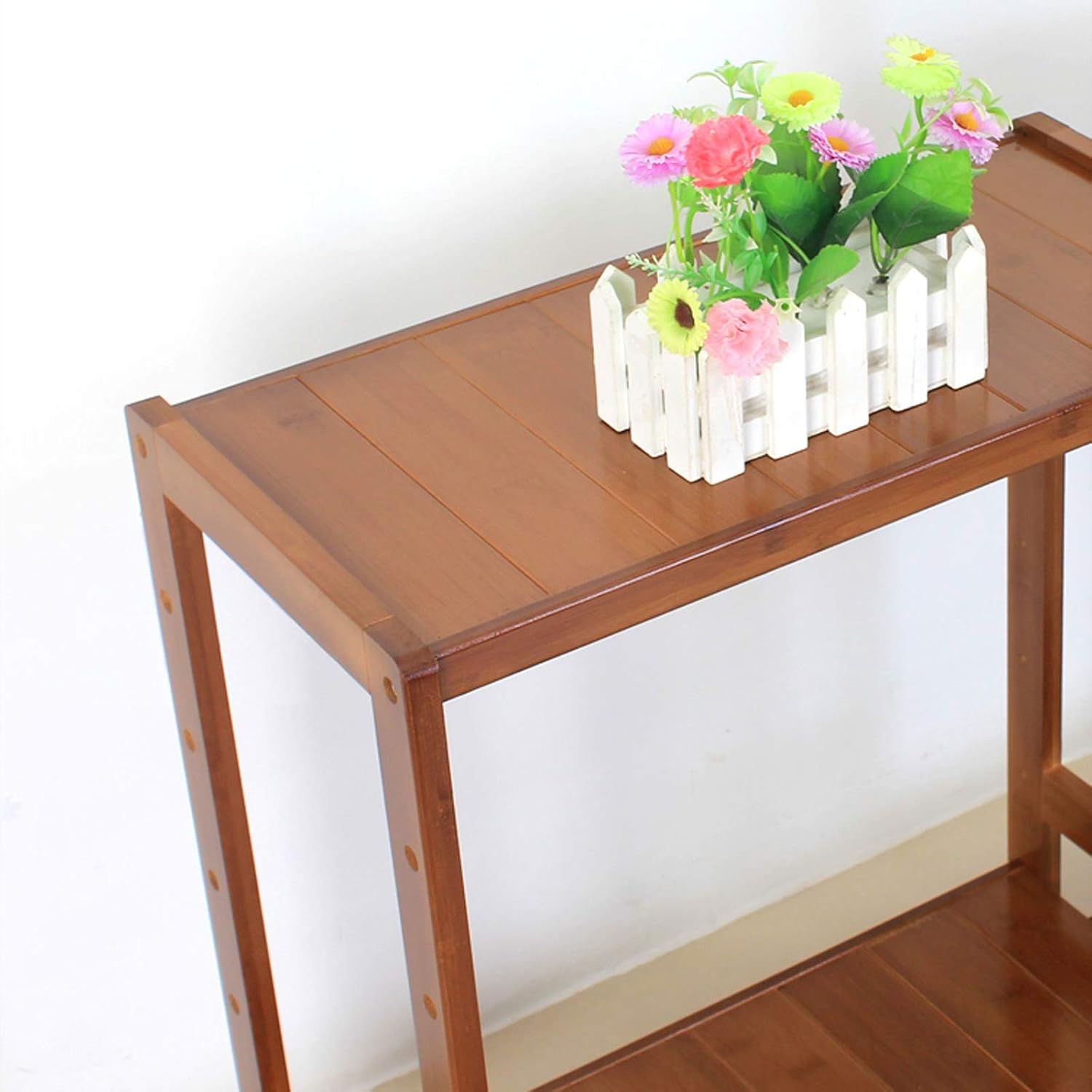 CPU Stand CPU Stand Double-Layer Adjustable CPU Holder Cart Mobile Desktop Tower PC Host Floor Stand with Locking Caster Wheels, Brown Laptop Computer Stands(20 * 10.4