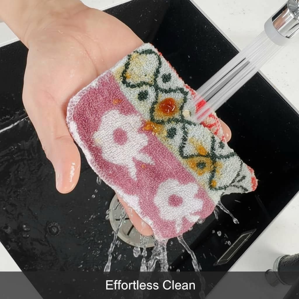 Amarelle Scrub,Eco-Friendly Reusable Dish Scrubbers for Washing Dishes,Soft Safe and Non-Scratch Scrubber, Durable Scouring Pad for Kitchen and Household Cleaning (Sunlit Carnival, 5-Pack) image 5