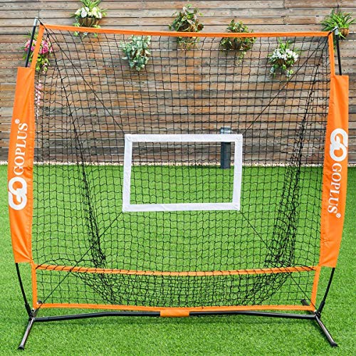 image for Goplus 5'×5' Baseball Softball Practice Net Portable Hitting Batting 