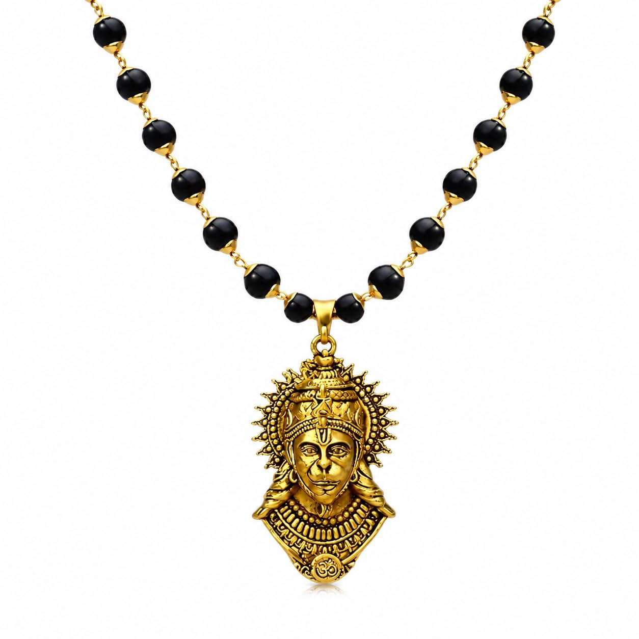 Gold Plated Hanuman Karungali Mala Necklace | Original 54 Karungali Beads | Spiritual Protection, Positivity & Strength | Handmade for Men & Women-picture-12