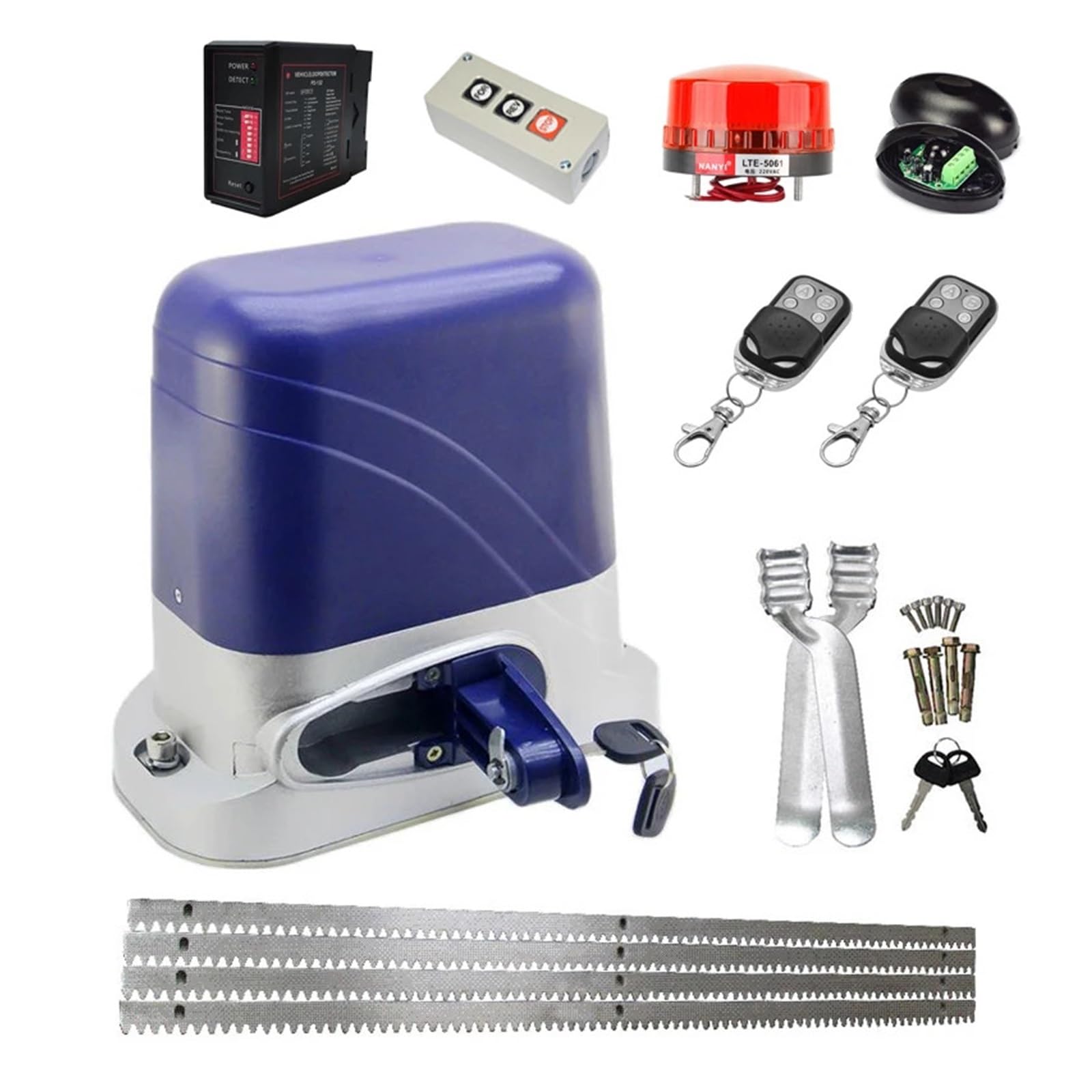 Automatic Gate Opener, Automatic Electric Gate Opener for 1300KG Sliding Door Garage Operator with 4m Steel Racks Remote Gear Motor Actuator(KIT6)