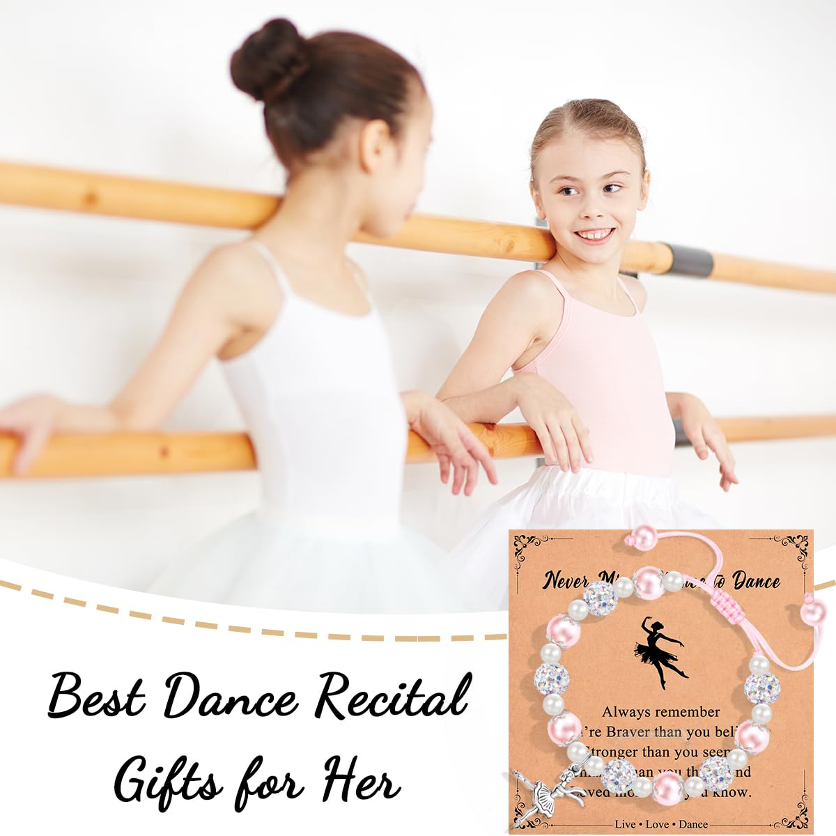 Dance Recital Gifts for Girls, Ballet Dancer Ballerina Bracelet Jewelry for Daughter Granddaughter Niece Friends Dance Team