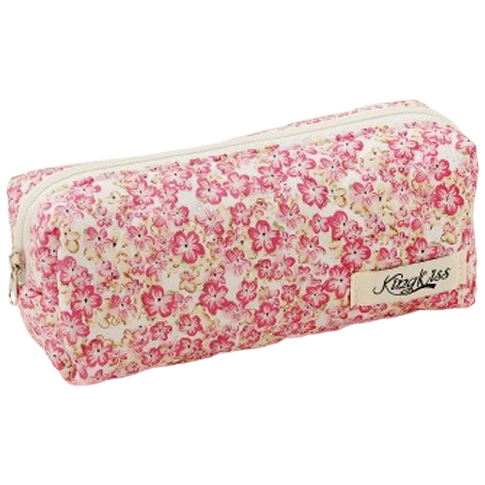 Qiwenr Pencil Case, Flower Print Pencil Case, Small Flower Pencil Pouch, Pen Pouch Portable Storage Bag, Used for Makeup Bags, Wallets, Travel, Easy to Carry (Red) — image 1