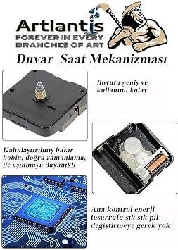 Duvar Saat Mekanizması 1 Adet 10 mm Şaft Sessiz Saat Motoru Akrep Yelkovan Okul Deney Saat Yapım